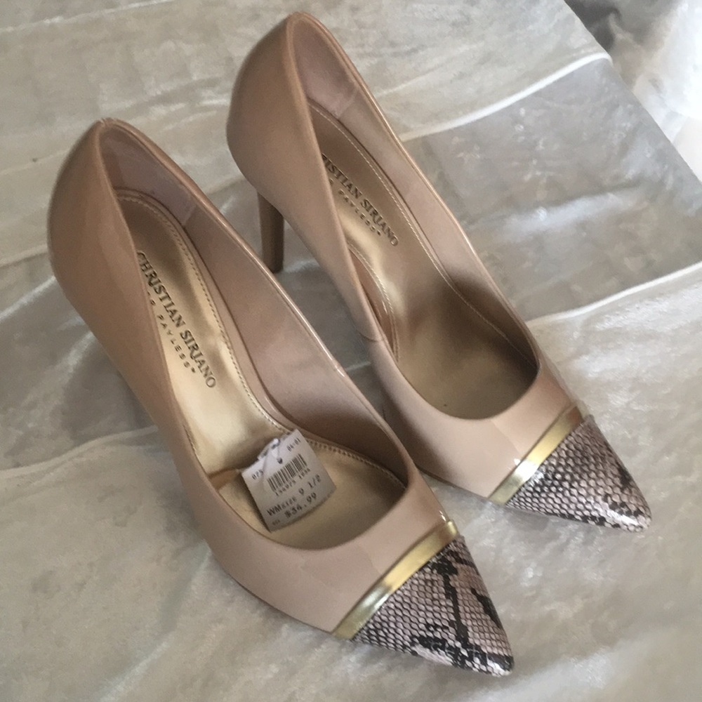 Christian Siriano snake skin tip pumps